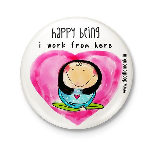 I work from here (girl) - Badge