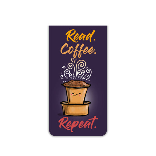 Read Coffee repeat Magnetic Bookmarks – Cute Doodle Page Markers